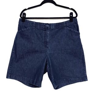 L.L. Bean Denim Shorts, Womens Sz 18, Classic Fit Bermuda Blue Dark Wash